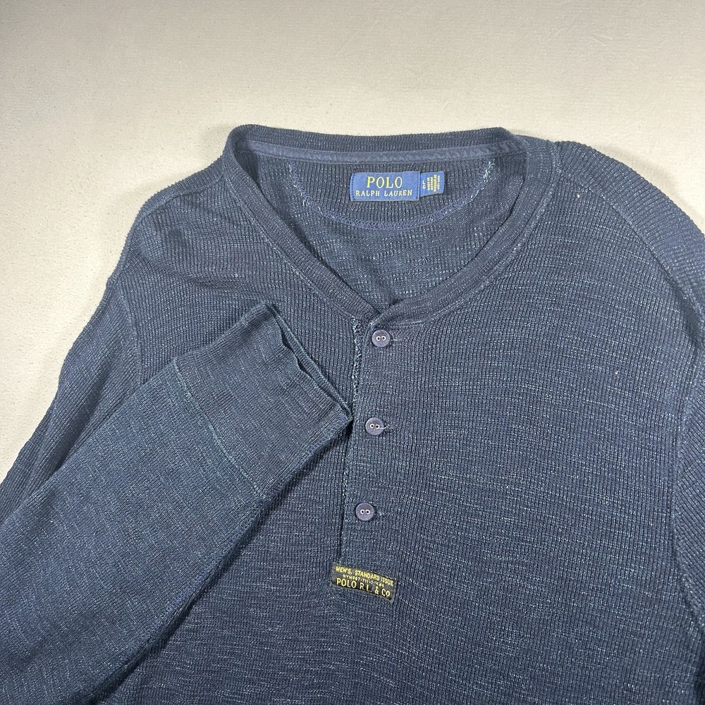 Polo Ralph Lauren Military Standard Issue Waffle Henley Mens Medium Navy Thermal